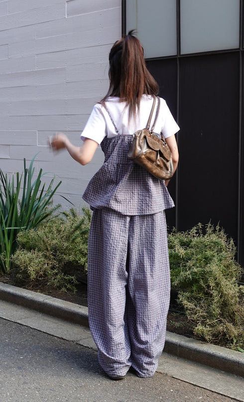 チェックボリュームラフパンツ